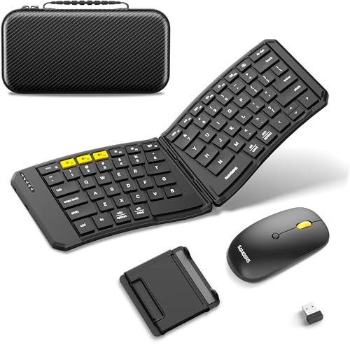 Ergonomic Foldable Keyboard and Mouse, KM09 Split Folding Bluetooth Keyboard