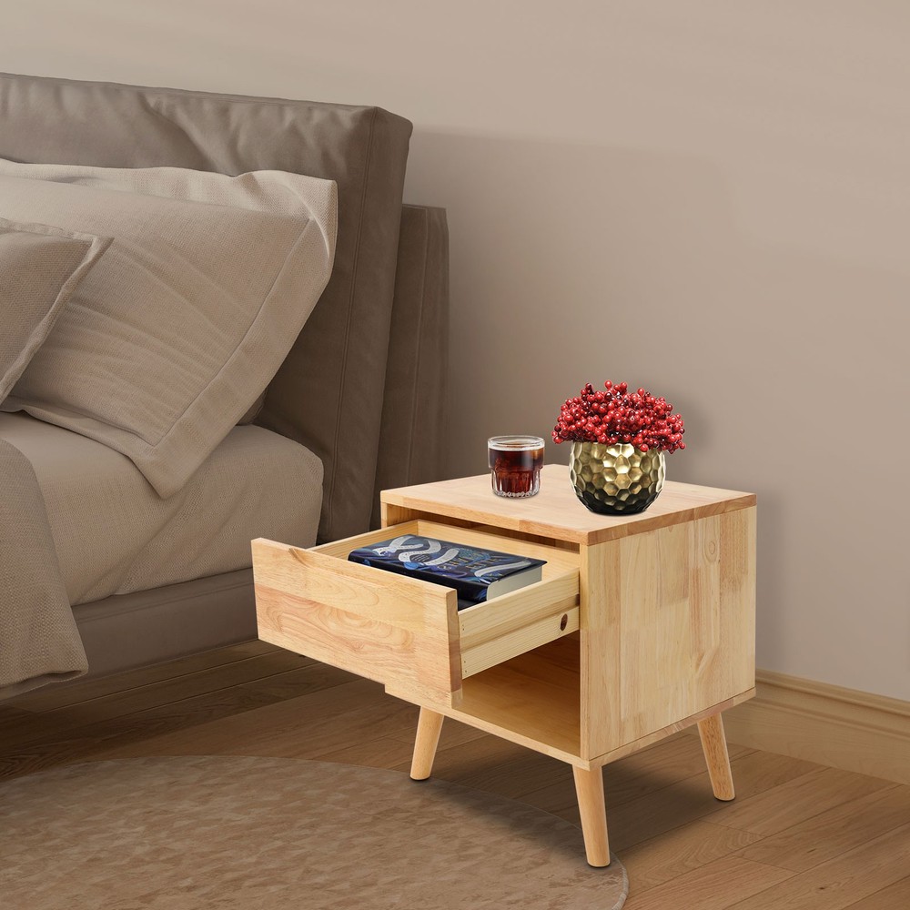 Modern Rectangular Sofa Side Table Bedside Table With Drawer Wood Color NEW/US