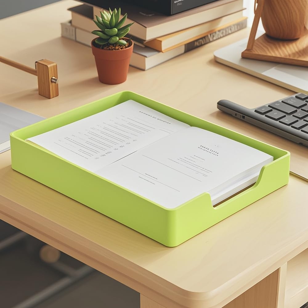 Letter-Size Tray, 2 PCS A4 Plastic Stackable Paper Tray, Desk Drawer Organize...