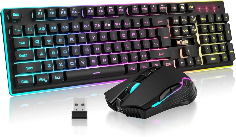 RedThunder K10 Wireless Gaming Keyboard and Mouse Combo, LED Backlit Black