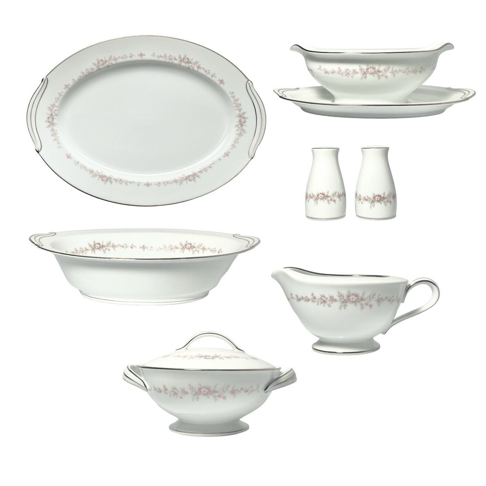 Noritake “Rosepoint” 6-Piece Porcelain Dinnerware Serving Hostess Set