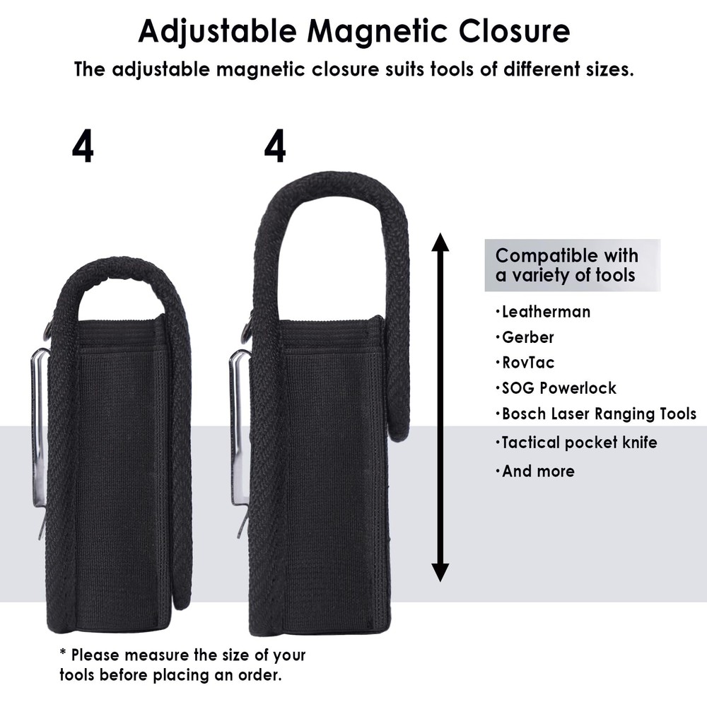 Multitool Sheath Magnetic Closure EDC Belt Pouch Case Organizer Black Tool
