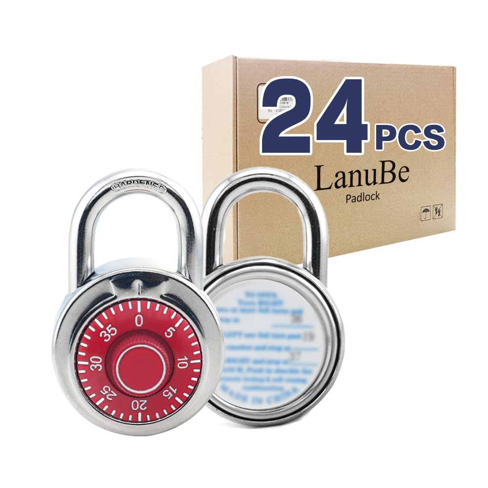 Standard Dial Combination Lock, 2 in. Wide, with Different Combinations, Red ...