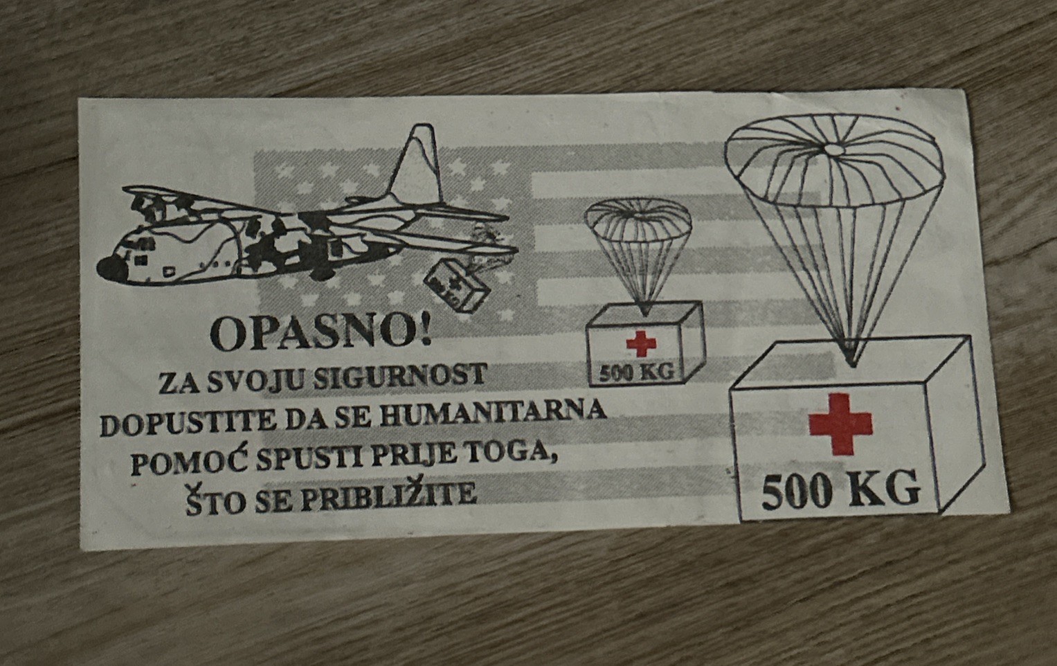 Bosnia Herzegovina Leaflet Drop Warning C-130 Aid Drop US Armed Forces