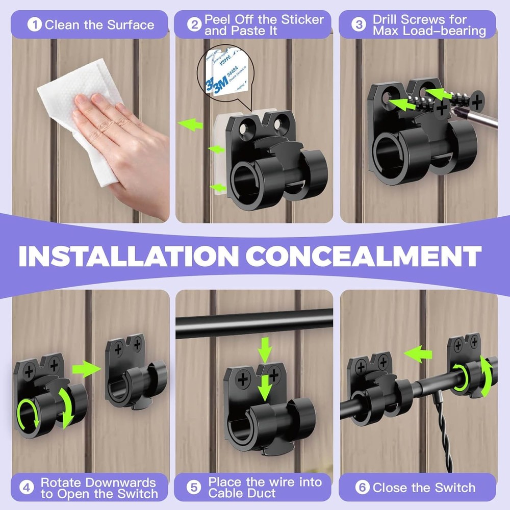 VEXON Hooks for Outdoor String Lights Clips: X-Large, 25Pcs Black Light
