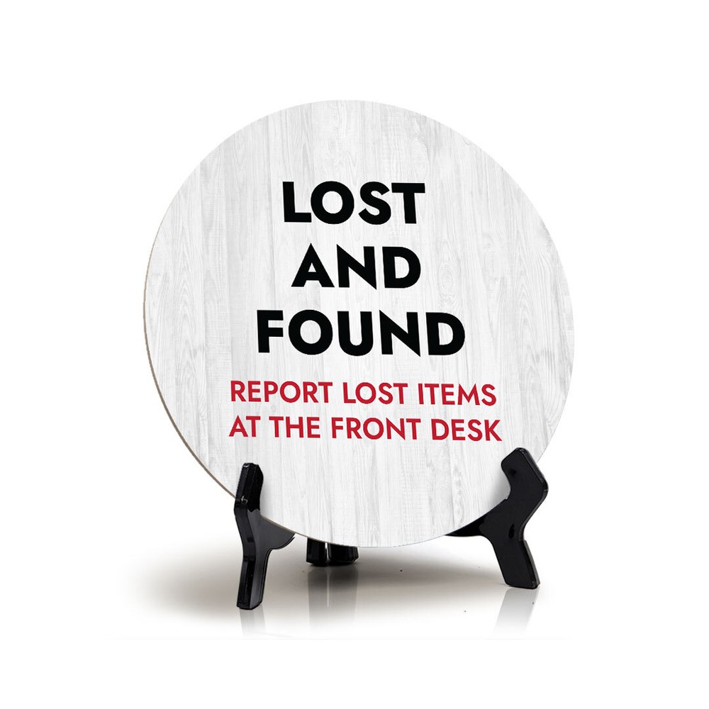 Lost and Found Report Lost Items At The Front Desk Circle Table Sign