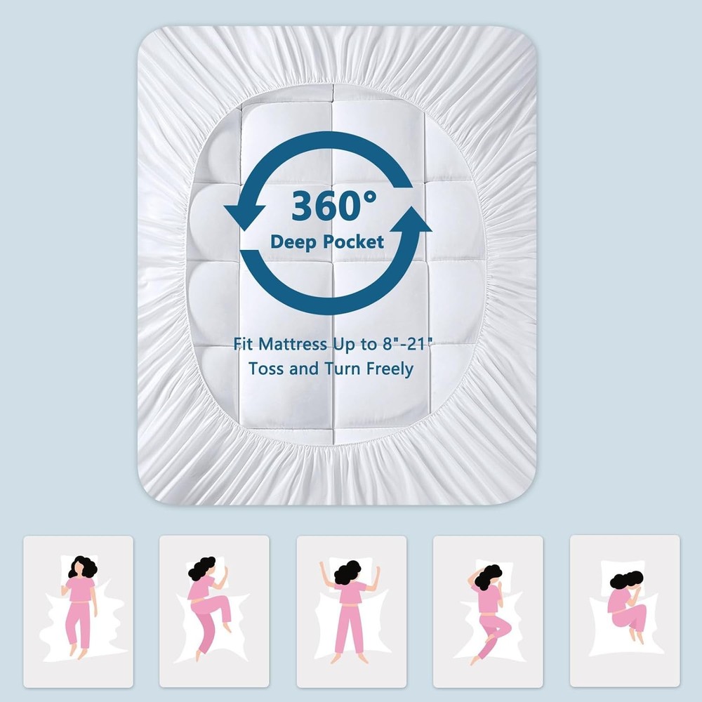 Extra thick mattress pad, down alternative filling, mattress protector