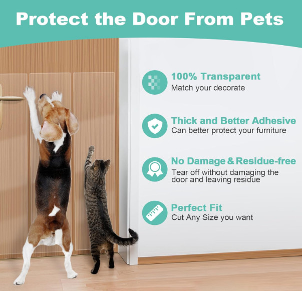 Cat Scratch Furniture Protector, 197"x12" Single-Sided Sticky Couch Protector...