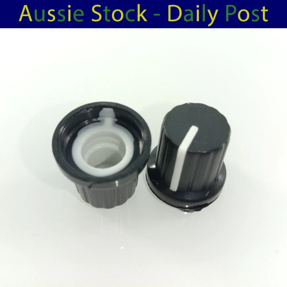 10pcs 6mm Diameter Shaft Hole Plastic Threaded Knurled Potentiometer Knobs Caps