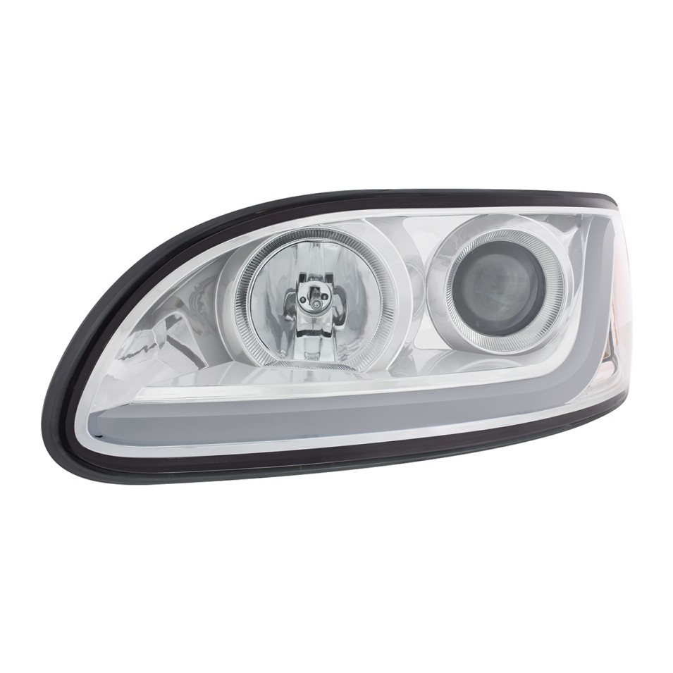Chrome Projection Headlight f/ 1999-2019 Peterbilt - Dual Function - Driver