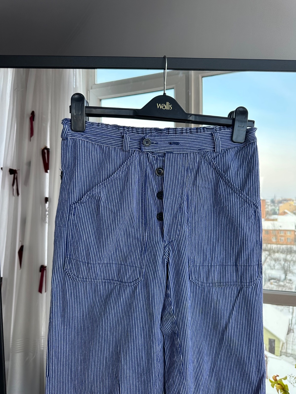 Vintage Worker 60s-70s French Workwear Striped Cotton Pants Sz S