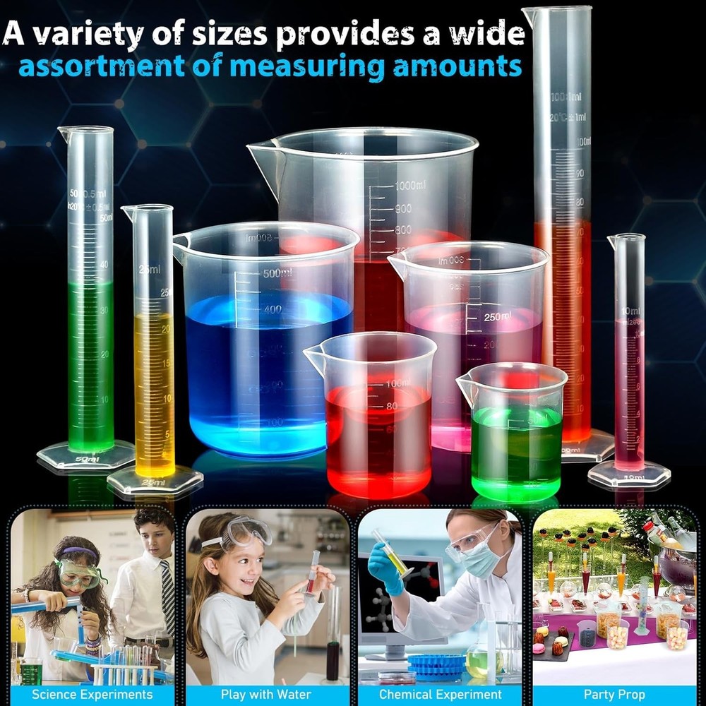 Eco-Friendly Science Lab Kit: Clear Cylinders & Beakers for Home Experiments