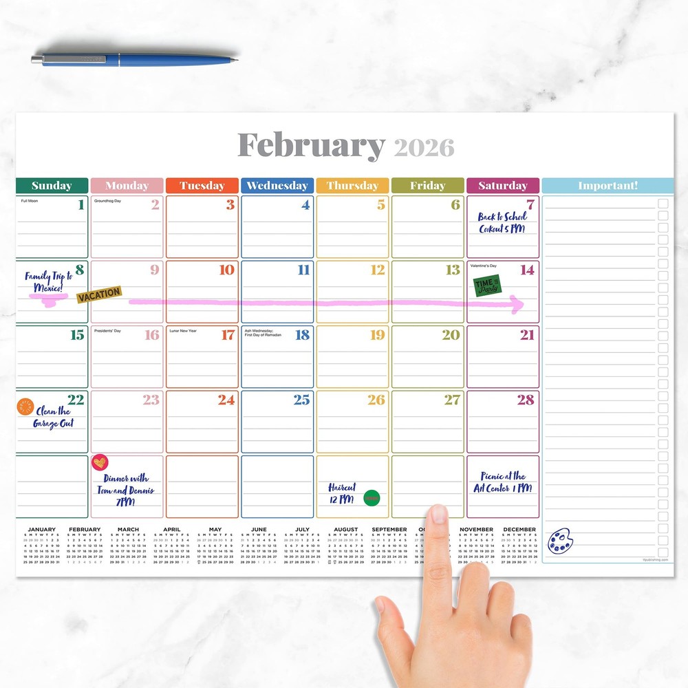 TF Publishing 2026 Rainbow Blocks Medium Desk Pad Pad, Multi