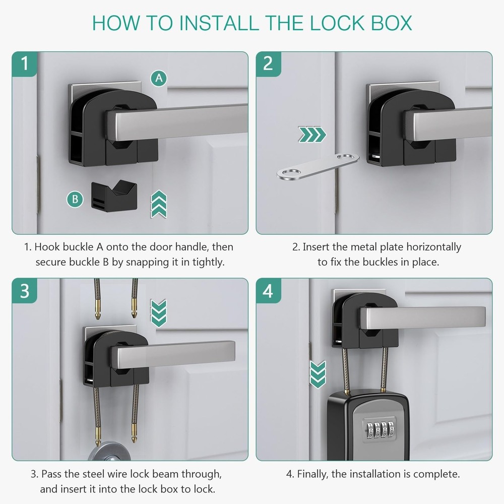 Key Lock Box, Resettable Key Storage Lock Box with Removable Buckle, Key Safe...