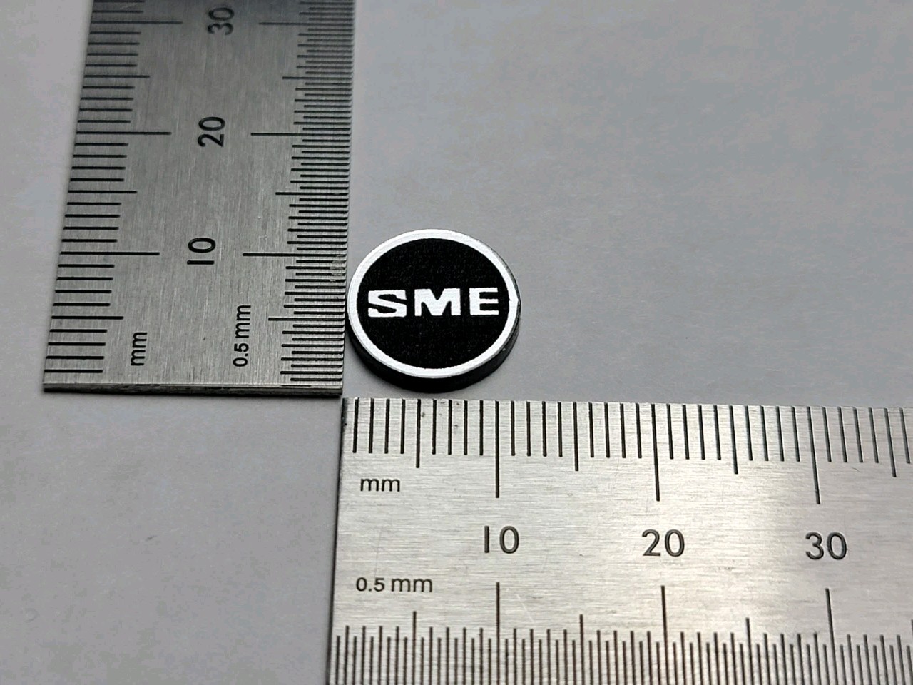 SME Headshell Badge Logo Premium Silver Vintage Diagonal Style With Adhesive