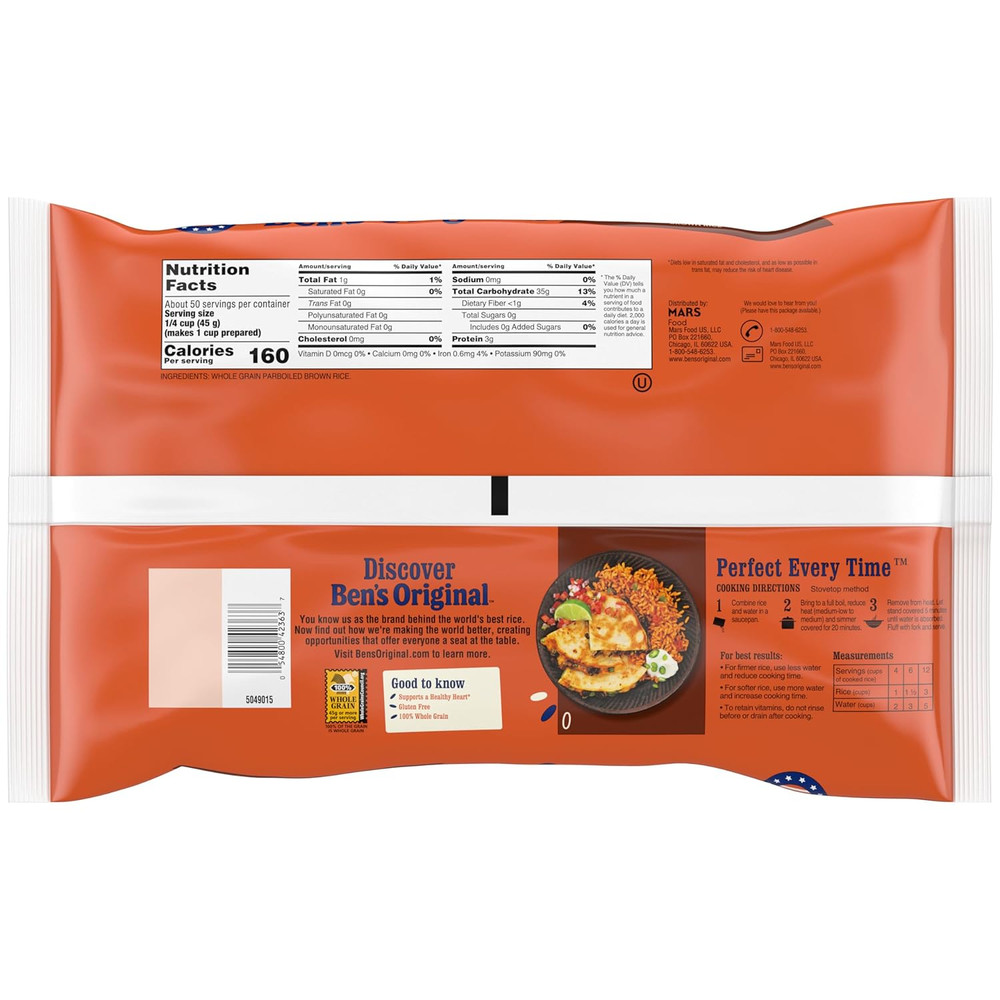 BEN'S ORIGINAL Whole Grain Brown Rice, 5 Lb Bag