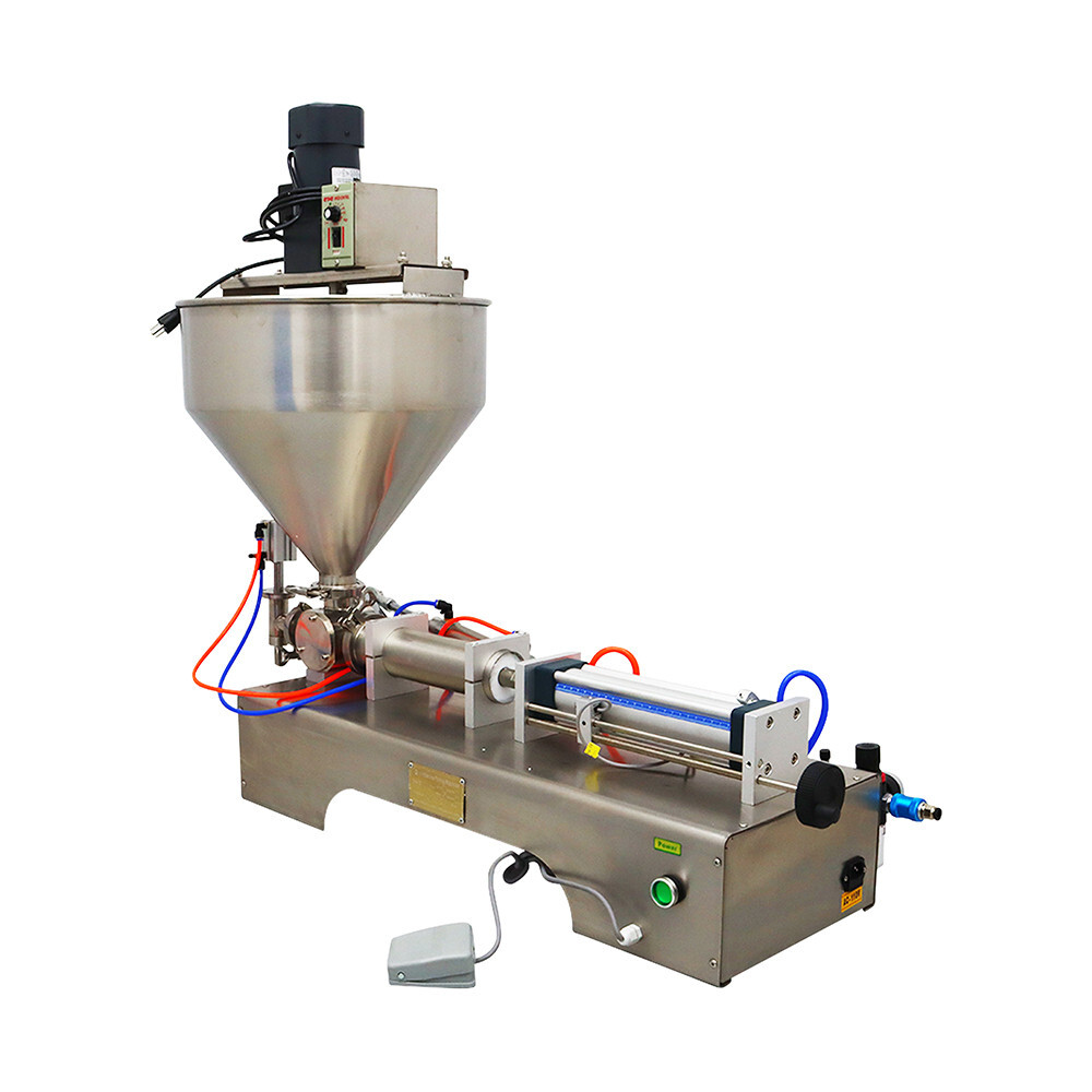 110V 50-500ml Single Nozzle Paste Filling Machine with Vertical Mixing Hopper