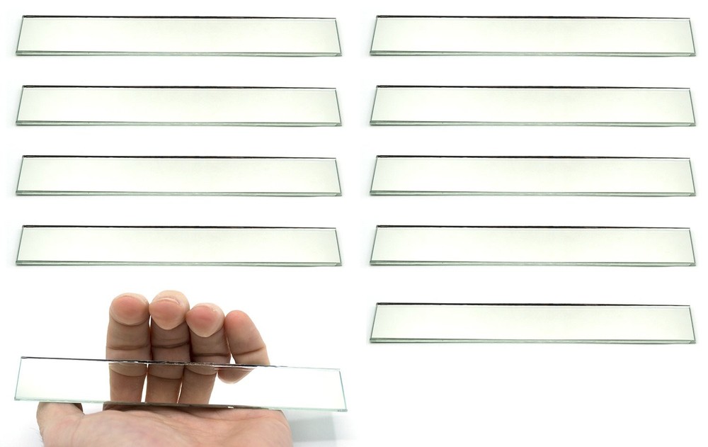 10 Pack Rectangular Plano Glass Mirror, 6" x 1" - 2mm Thick Approx..