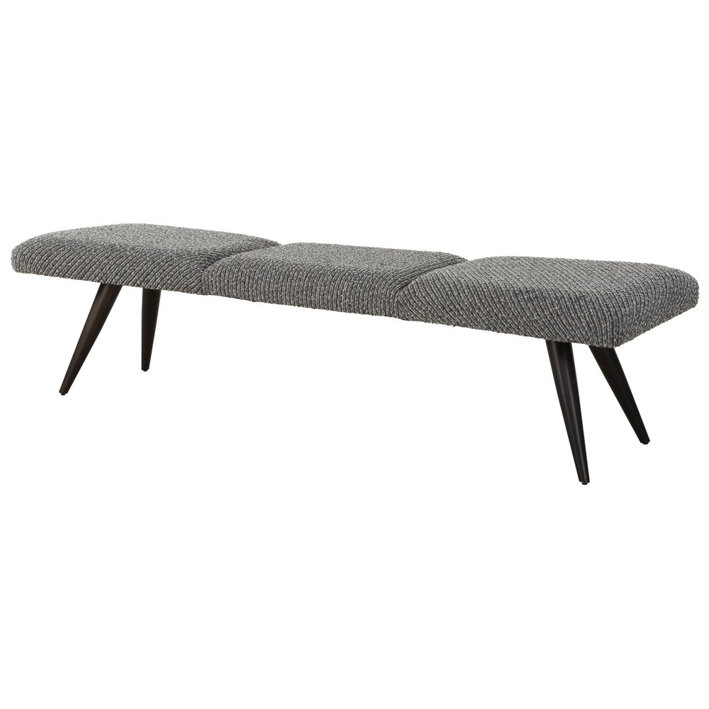 Uttermost 23849 Bowtie 73"W Metal Framed Polyester Bench - Charcoal