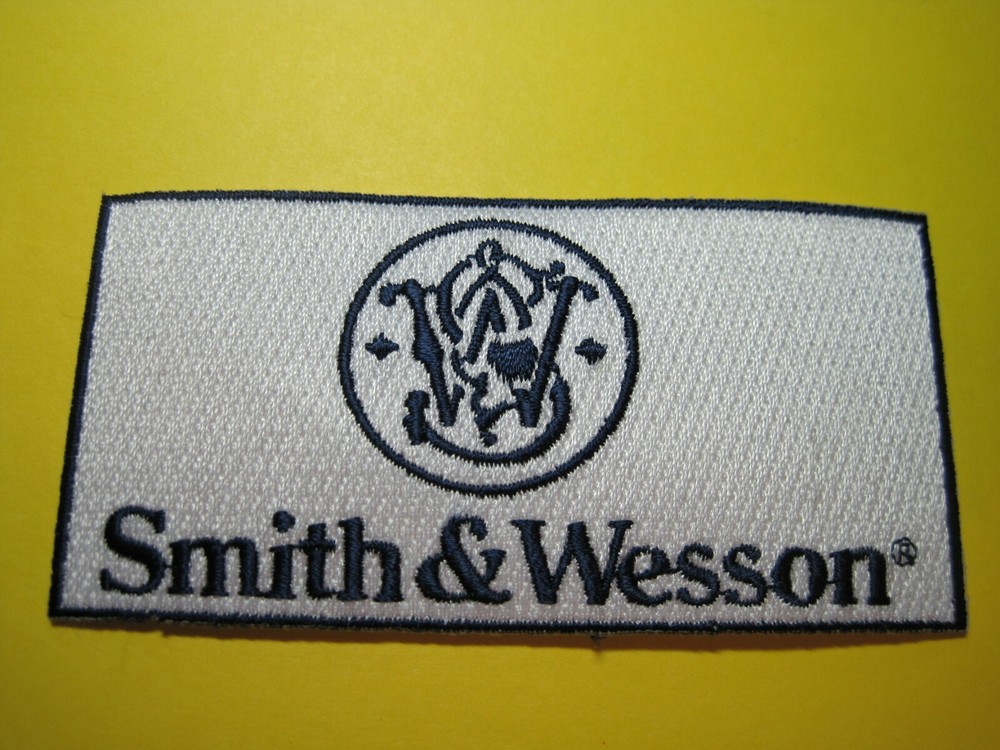 SMITH & WESSON FIREARMS VEST PATCH WITH HOOK BACK! 2 X 4 INCH GUN PATCH LOOK