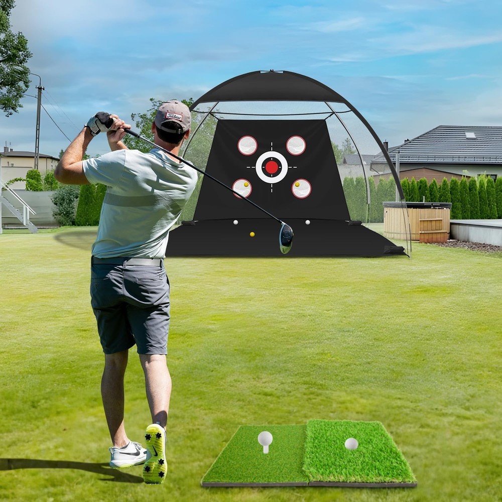 Golf Hitting Mat – 16"x23" Dual-Turf Foldable Golf Practice Mat for Backyard ...
