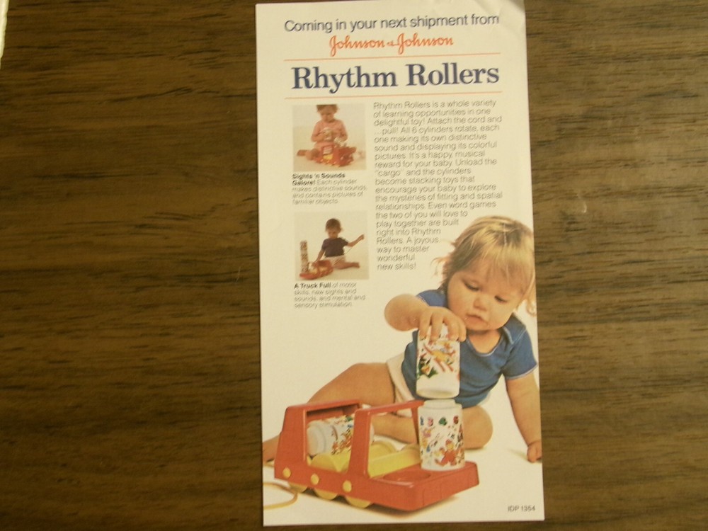 Vintage 1981 Johnson & Johnson Rhythm Rollers Toy with Guide