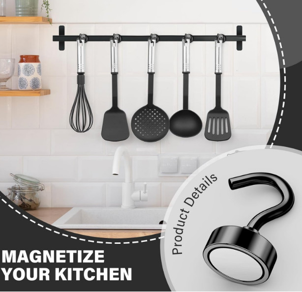 magnetic hooks heavy duty 100lb 50 lbs 25lb 170 lb Extra strong large Black N52