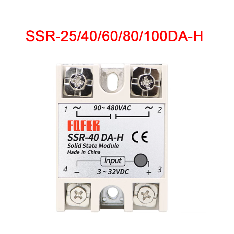SSR-25/40DA-H/60DA-H/80DA-H/100DA-H Single Phase Solid State Relay DC Control AC