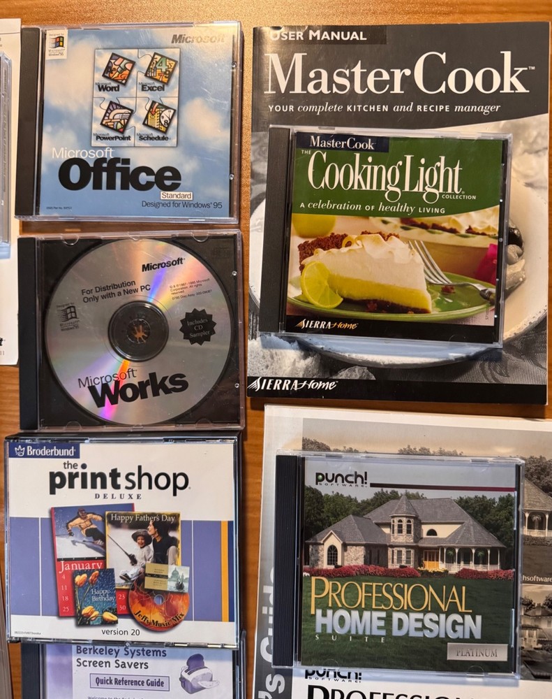 Lot of PC Software, Photoshop Elements, MS Office Windows 95, language, design