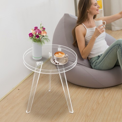 Acrylic Side Table, Clear Side Table, Round Acrylic Side Table