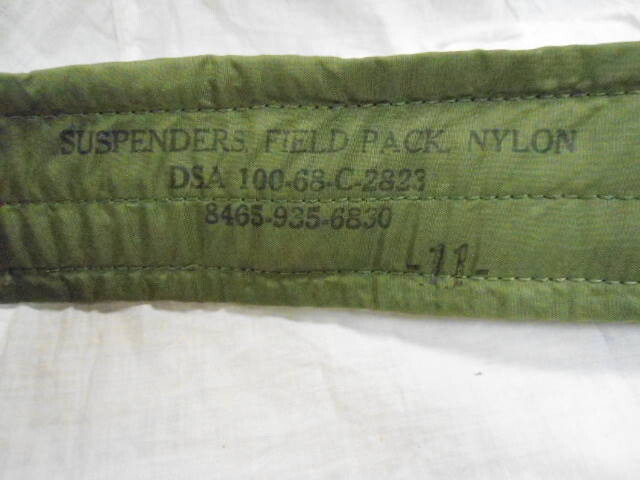 U.S. Military Nylon Field Pack Suspenders (dated 1968) USED/ISSUED