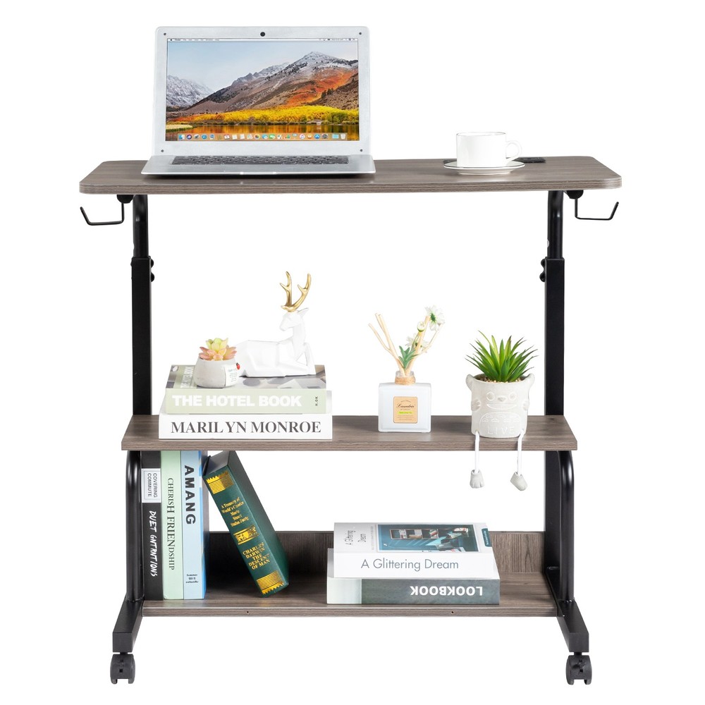 Grey Oak Particle Board with Melamine Coating Adjustable Computer Desk