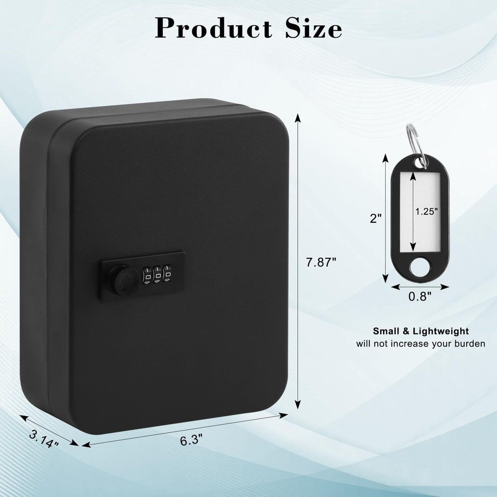 20 Key Storage Lock Box with Code, Key Cabinet Organizer Wall Mount with Comb...