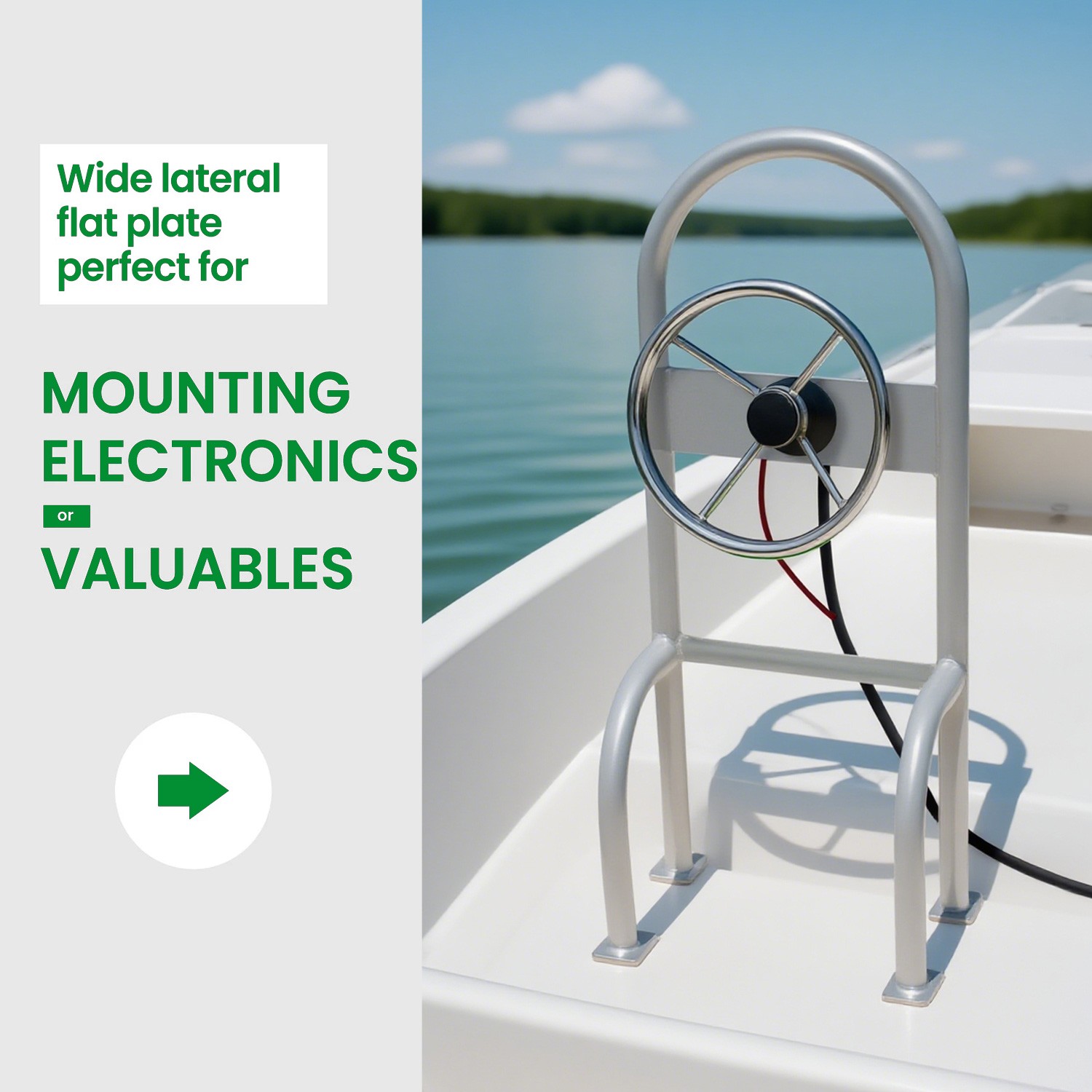 36" Boat Cooler Grab Bar For Gheenoe Skiff Flats Boats Jon Boat w/Lateral Plate