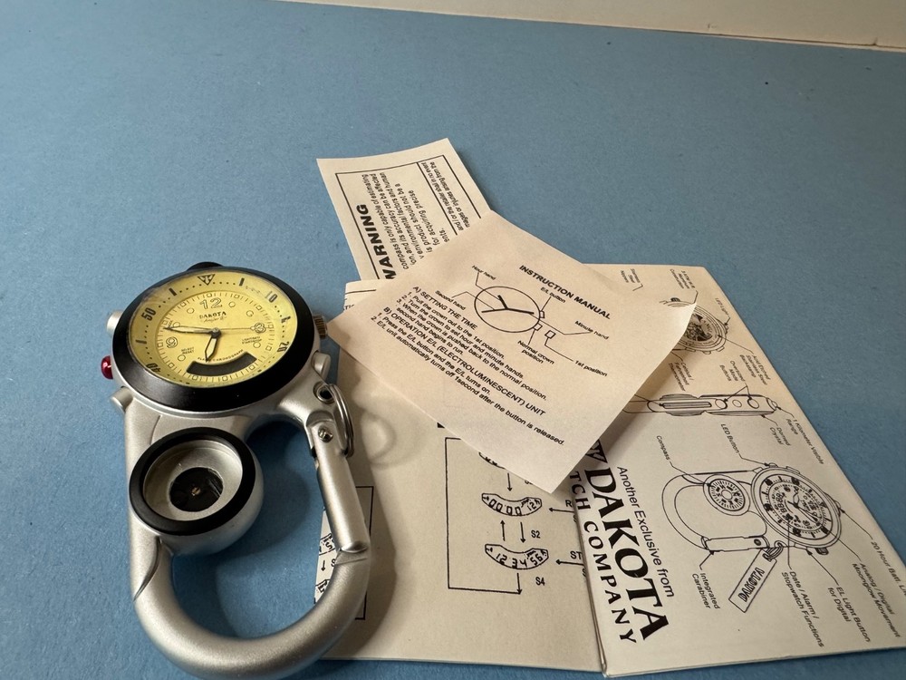 Dakota Angler 2 Clip Watch Compass Dakota...new , Needs Battery (Missing Compass