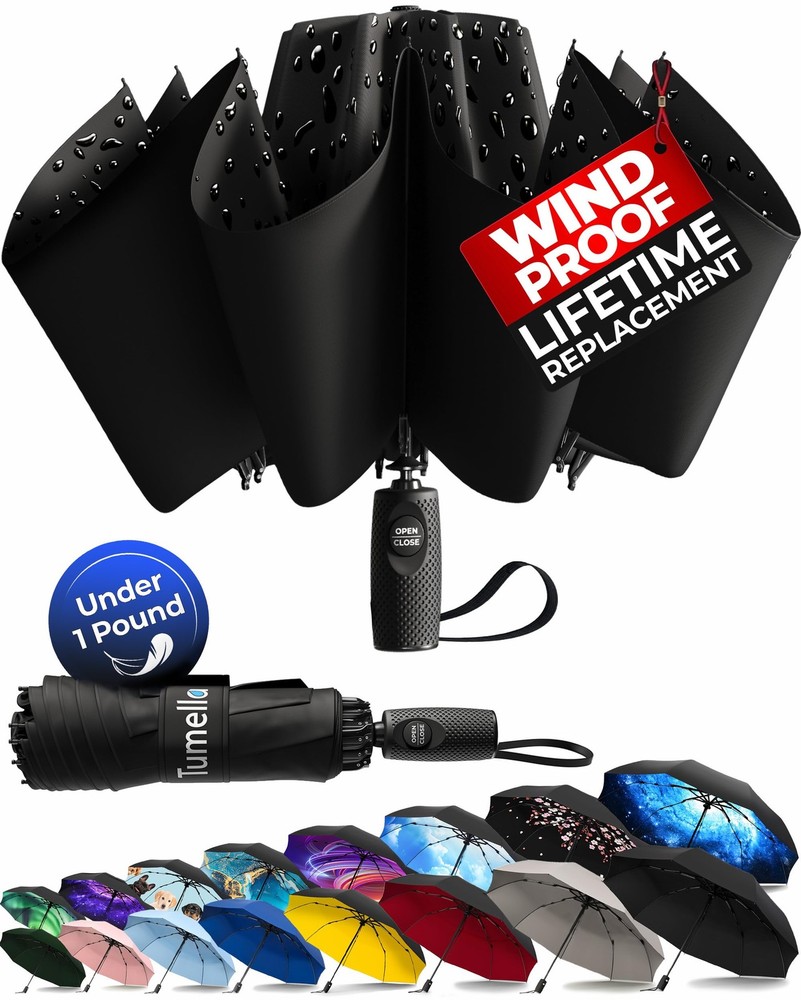 Inverted Windproof Umbrella, Large, Strong, Light, Portable, Automatic Revers...