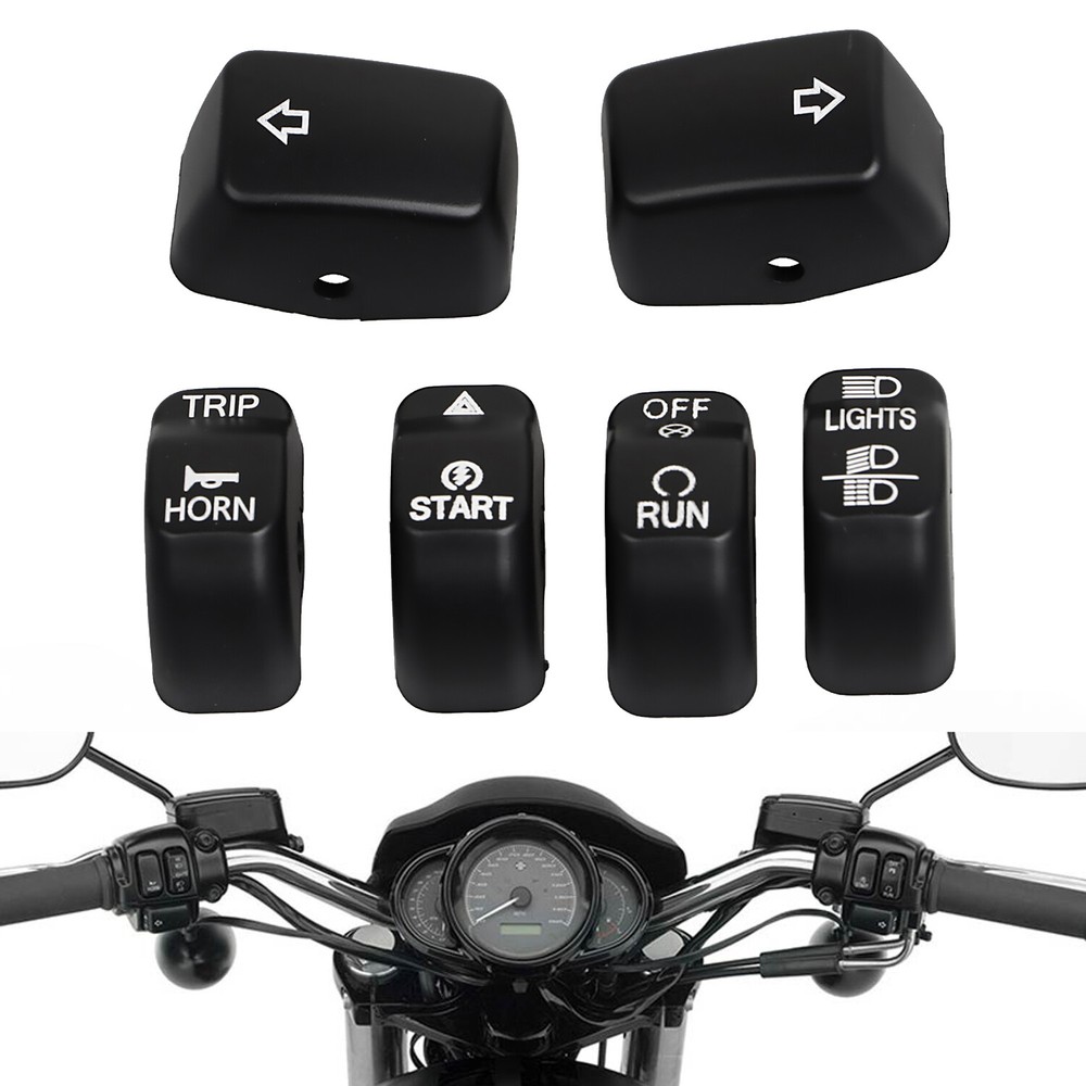 6pcs Hand Control Switch Housing Button Cap For Harley Dyna Fat Bob FXDF Softail