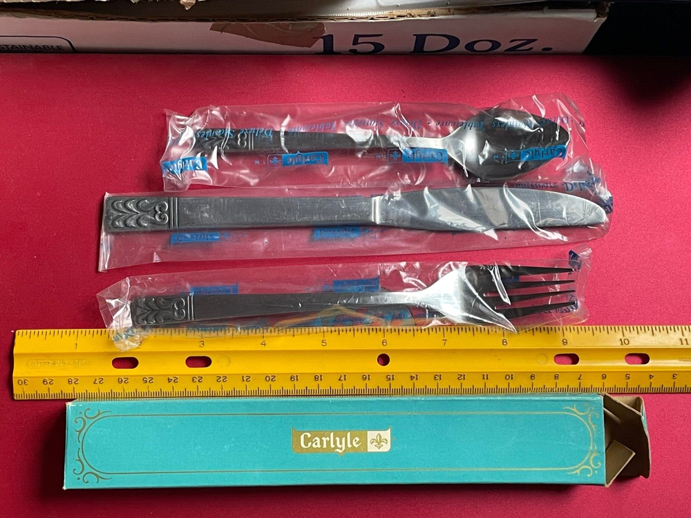 Vintage Carlyle #CF8 3 Piece Place Setting Fork Knife Spoon