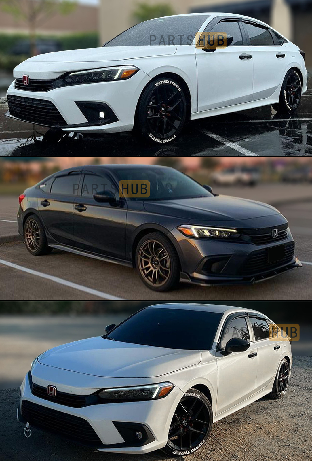 For 2022-2024 Honda Civic Sedan Mugen Style Window Visors Rain Guards Deflectors