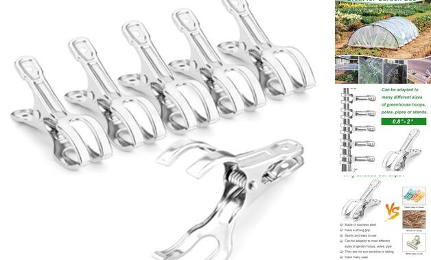 Upgrade Large Garden Clips, Stainless Steel Greenhouse Clamps for 3/4'', 24Pcs