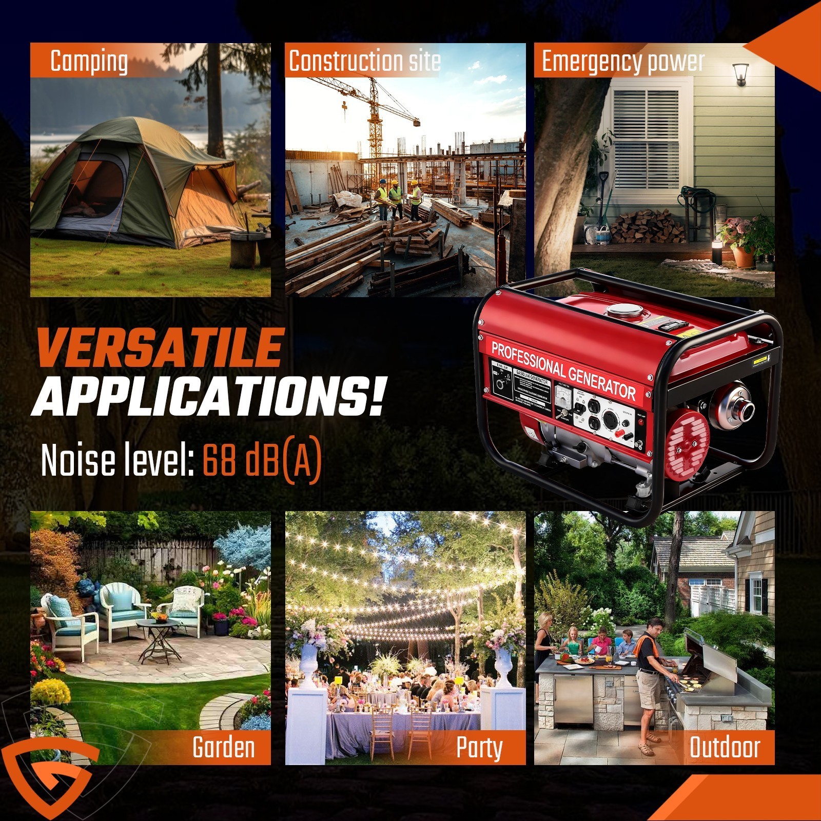 5000W Portable Generator Gas Powered 4 Stroke for Home Backup Construction