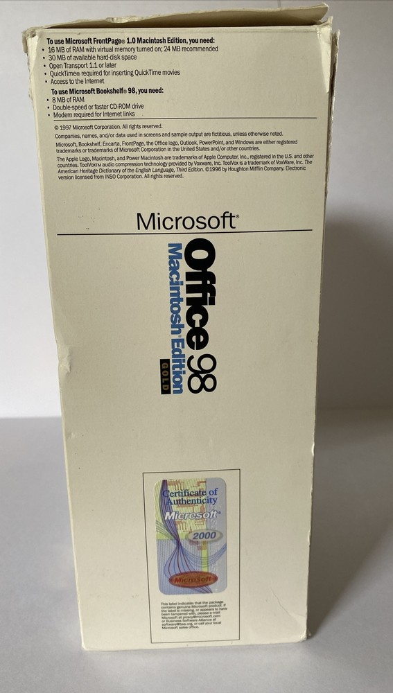 Microsoft Office 98 Gold Macintosh Edition Complete retail box