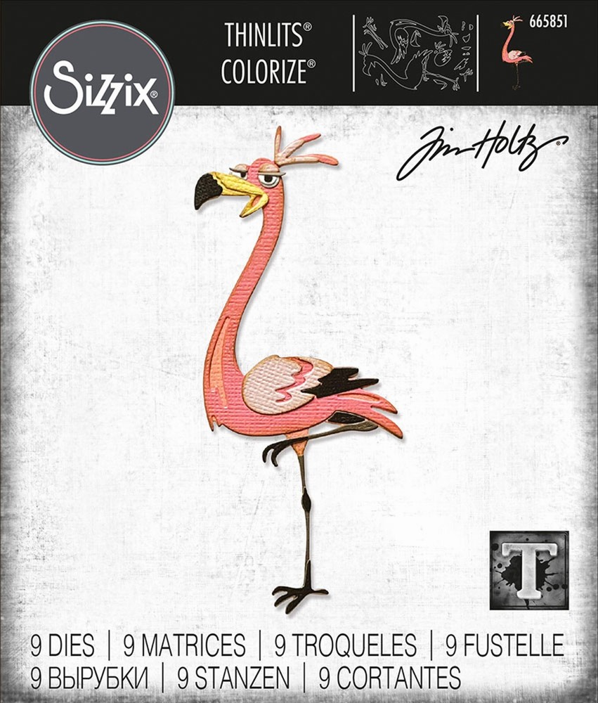 New Retired Sizzix Thinlits 9pc Gladys Colorize #665851 Retail $24.99 Tim Holtz