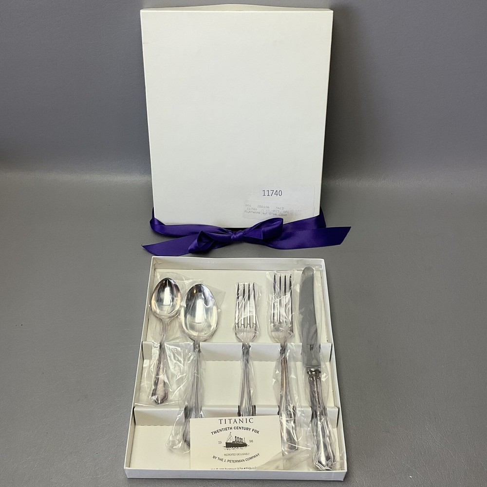 Titanic Silverware J Peterman Boxed 5 pc Place Setting 1998