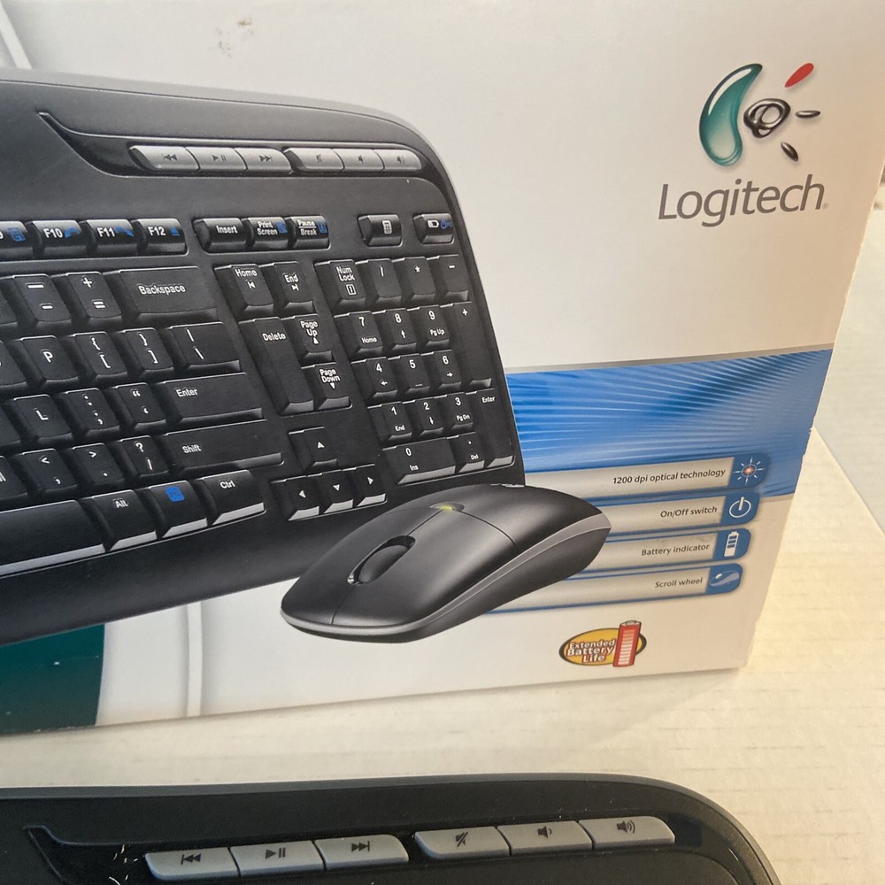 Logitech MK300 Wireless Desktop Keyboard Mouse Receiver Tested Working/ Computer