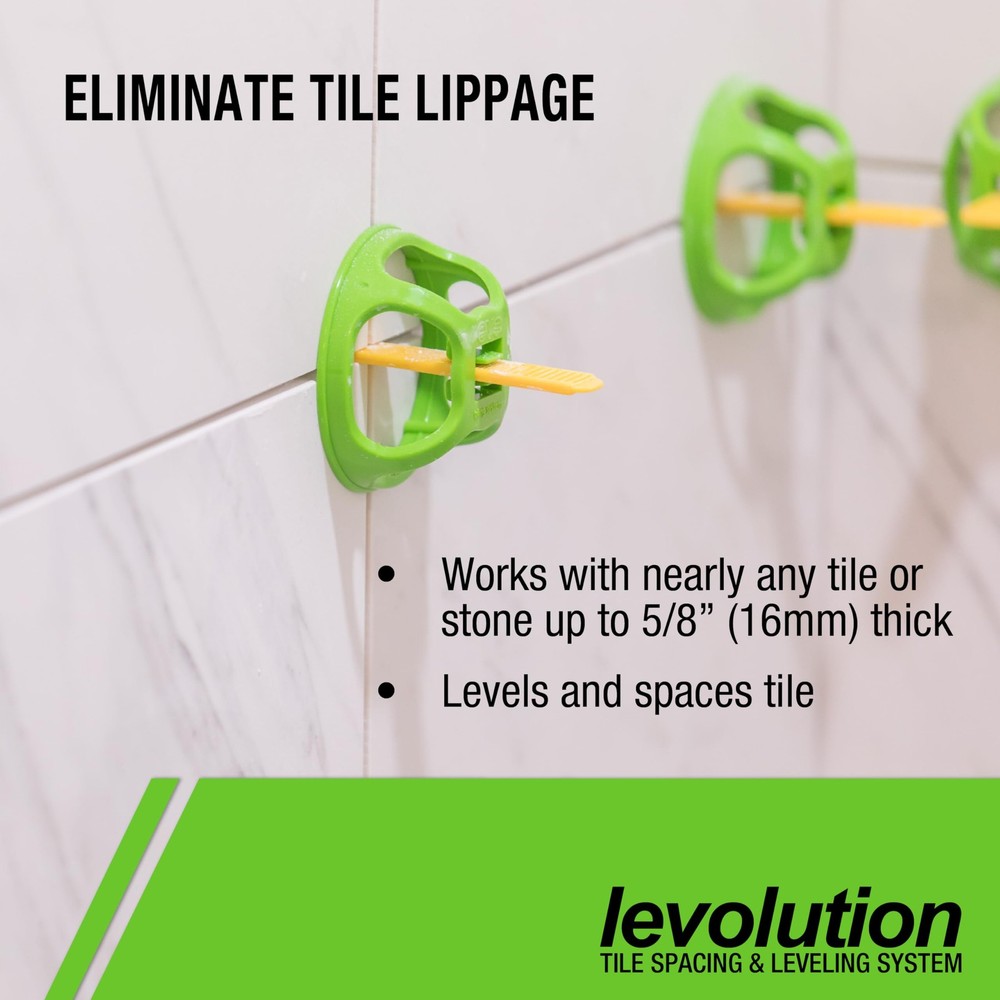 Levolution Pro Tee Spacer 1/8", Tile Leveling & Spacing System for Lippage Co...