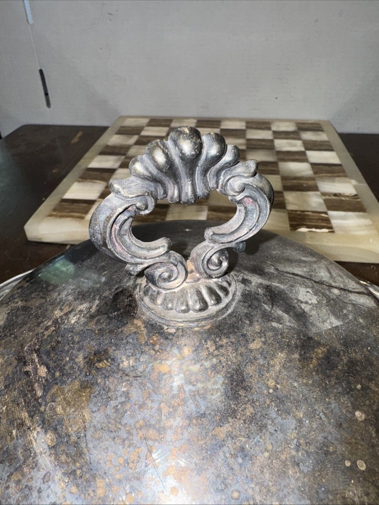 Vintage Rogers Silver Co. Serving Dish Casserole With 1.5 QT Pyrex Insert & Lid