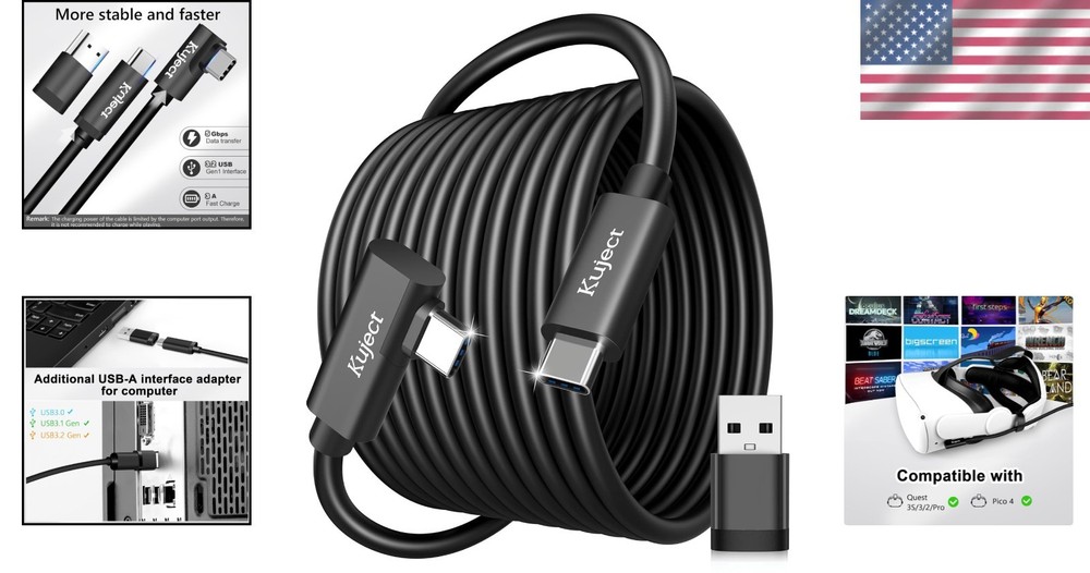 16FT High-Speed Link Cable for Quest Pro, Pico 4 | USB 3.0 Type C Connection