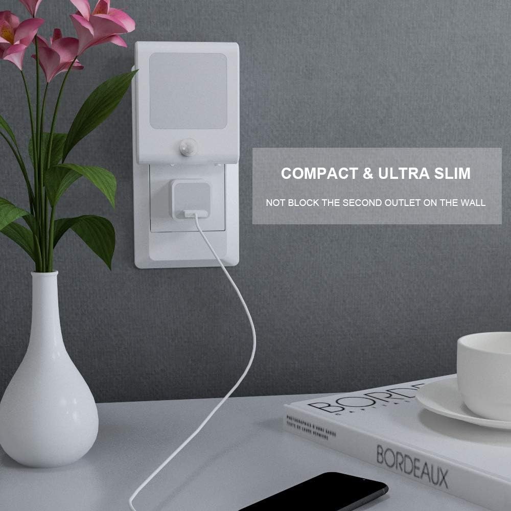 MAZ-TEK Plug in Motion Sensor Lights with Adjustable Warm White