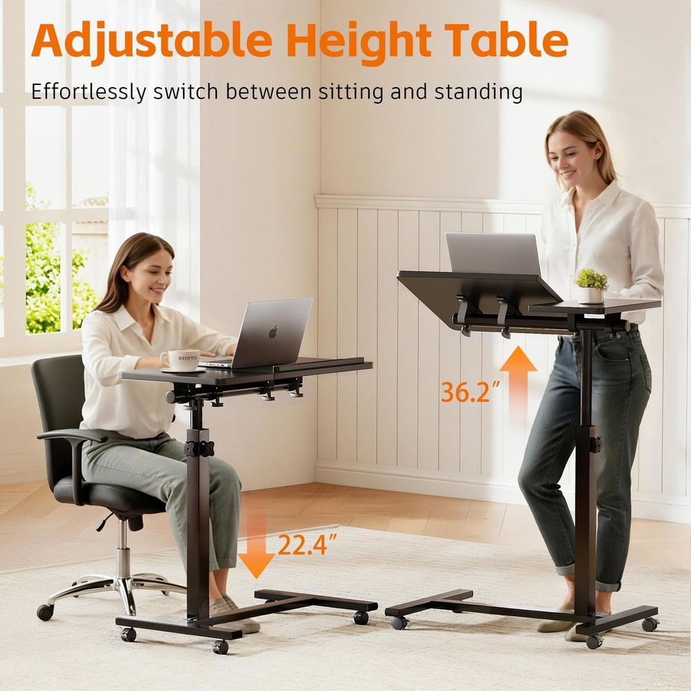 Overbed Table，Bedside Table，Adjustable Height＆Protable Stan